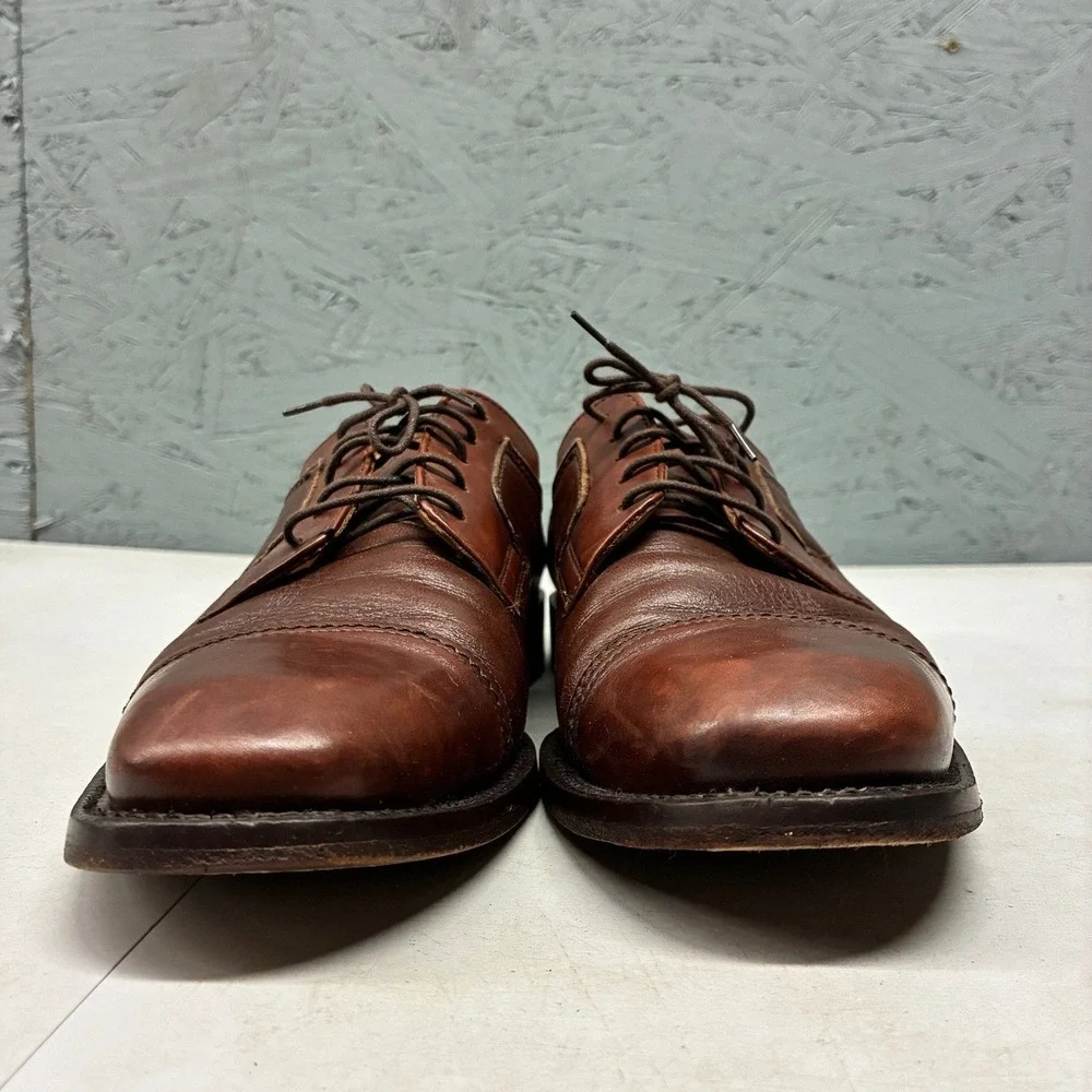 Pitti Shoes Firenze Cap Toe Derby Shoes Mens 8.5 M Brown Leather Made In Italy